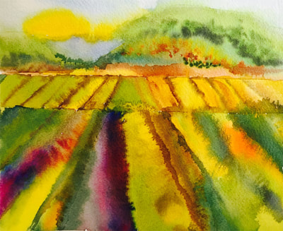 fields of color, landscape, watercolor