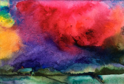 bright colored landscape, watercolor, Emil Nolde, 