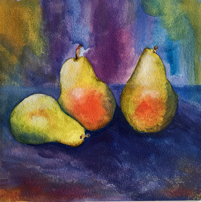 pears, still life, watercolor, Aquaboard