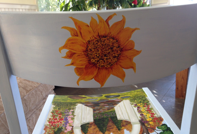 chair back, sunflower, acrylic